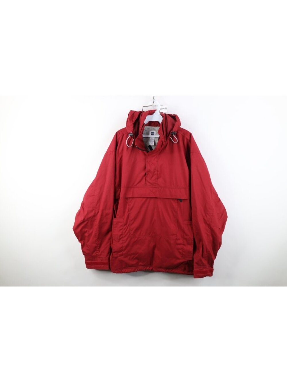 Vintage Y2K 2002 Gap Mens Large Microfiber Hooded Anorak Windbreaker Jacket Red